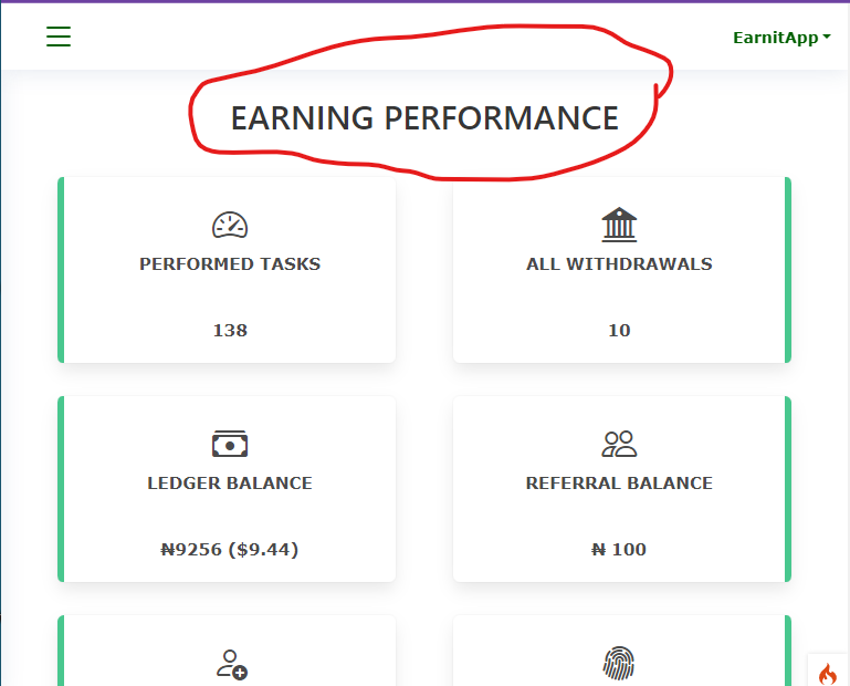 Tabpays Earnings Details