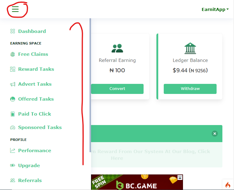 Tabpays Sidebar Navigation